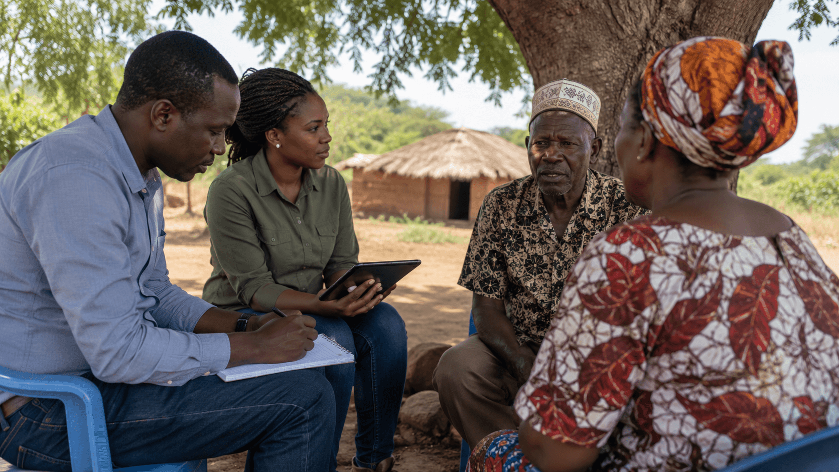 Amapel field team in a community consultation